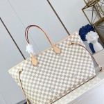 Louis Vuitton Neverfull GM N40602 Damier Ebene canvas tote bag with steel hardware and detachable zip pouch