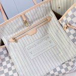 Louis Vuitton Neverfull GM N40602 Damier Ebene canvas tote bag with steel hardware and detachable zip pouch