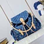 Louis Vuitton Montsouris Cargo M27330 Denim Rendez-Vous backpack with leather trim and braided charm