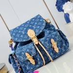 Louis Vuitton Montsouris Cargo M27330 Denim Rendez-Vous backpack with leather trim and braided charm