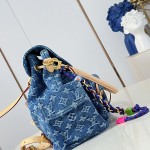 Louis Vuitton Montsouris Cargo M27330 Denim Rendez-Vous backpack with leather trim and braided charm