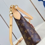  Louis Vuitton Lineup BB M28423 Monogram canvas handbag with leather trim and adjustable shoulder strap