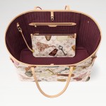Louis Vuitton Neverfull GM M29449 White Monogram Canvas Tote Bag with Multicolor Badge Print