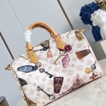  Louis Vuitton Getaway Speedy 30 Soft M29377 Flight Mode canvas handbag with horizontal print and detachable key holder