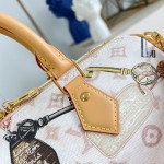  Louis Vuitton Getaway Speedy 30 Soft M29377 Flight Mode canvas handbag with horizontal print and detachable key holder