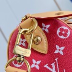 Louis Vuitton Speedy P9 Bandoulière 20 glossy cowhide leather handbag M28186 in yellow and bright red with rolled handles and adjustable shoulder strap