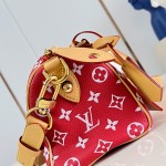 Louis Vuitton Speedy P9 Bandoulière 20 glossy cowhide leather handbag M28186 in yellow and bright red with rolled handles and adjustable shoulder strap