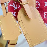 Louis Vuitton Speedy P9 Bandoulière 20 glossy cowhide leather handbag M28186 in yellow and bright red with rolled handles and adjustable shoulder strap