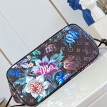 Louis Vuitton Neverfull MM M28918 Monogram Eden floral canvas tote bag with cowhide leather trim and adjustable side laces