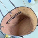 Louis Vuitton Neverfull MM M28918 Monogram Eden floral canvas tote bag with cowhide leather trim and adjustable side laces