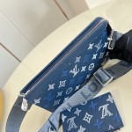 Louis Vuitton Gaston Mini M28818 Monogram Shadow leather crossbody bag with gradient print, woven strap, and detachable card holder