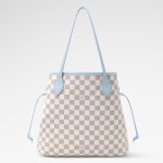  Louis Vuitton Neverfull Inside Out MM N40946 Damier Azur Canvas Tote Bag with Blue Interior and Removable Zip Pouch