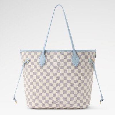 Louis Vuitton - Neverfull Inside Out MM N40946 Damier Azur Canvas Tote Bag