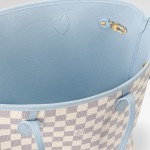  Louis Vuitton Neverfull Inside Out MM N40946 Damier Azur Canvas Tote Bag with Blue Interior and Removable Zip Pouch