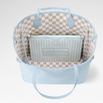  Louis Vuitton Neverfull Inside Out MM N40946 Damier Azur Canvas Tote Bag with Blue Interior and Removable Zip Pouch