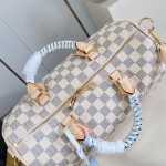  Louis Vuitton Speedy Bandoulière 30 N40908 Damier Azur Canvas Handbag with Braided Leather Handles