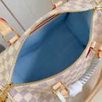  Louis Vuitton Speedy Bandoulière 30 N40908 Damier Azur Canvas Handbag with Braided Leather Handles