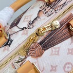  Louis Vuitton Keepall Bandoulière 45 M28780 Monogram Dune travel bag with vintage hotel key print, leather handles, and detachable shoulder strap