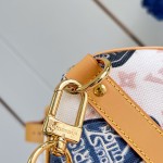 Louis Vuitton Keepall Bandoulière 45 M28780 Monogram Dune travel bag with vintage hotel key print, leather handles, and detachable shoulder strap