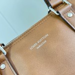 Louis Vuitton Needle M28000 Monogram canvas handbag with leather side bands and top handle
