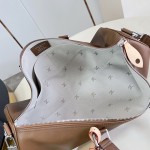 Louis Vuitton Needle M28000 Monogram canvas handbag with leather side bands and top handle