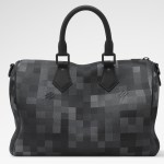 Louis Vuitton Speedy Bandoulière 30 M28977 Damoflage Coated Canvas Handbag in Black Mosaic with Jacquard Shoulder Strap