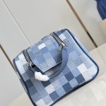 Louis Vuitton Dopp Kit M28847 Damoflage coated canvas toiletry bag with pixelated camouflage pattern, dual zippers, and washable lining