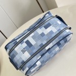 Louis Vuitton Dopp Kit M28847 Damoflage coated canvas toiletry bag with pixelated camouflage pattern, dual zippers, and washable lining