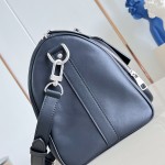 Louis Vuitton Keepall Cargo Bandoulière 35 M28100 Black Soft Calfskin Leather Travel Bag with Front Zip Pocket