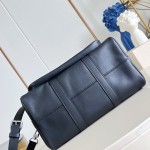 Louis Vuitton Keepall Cargo Bandoulière 35 M28100 Black Soft Calfskin Leather Travel Bag with Front Zip Pocket