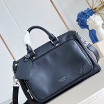 Louis Vuitton Keepall Cargo Bandoulière 35 M28100 Black Soft Calfskin Leather Travel Bag with Front Zip Pocket