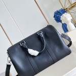 Louis Vuitton Keepall Cargo Bandoulière 35 M28100 Black Soft Calfskin Leather Travel Bag with Front Zip Pocket