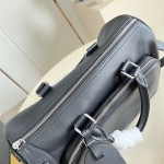 Louis Vuitton Keepall Cargo Bandoulière 35 M28100 Black Soft Calfskin Leather Travel Bag with Front Zip Pocket