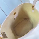 Louis Vuitton All In BB M29112 Low Key Grained Calfskin Leather Bucket Bag with LV Padlock and Monogram Pouch