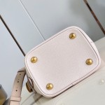 Louis Vuitton All In BB M29112 Low Key Grained Calfskin Leather Bucket Bag with LV Padlock and Monogram Pouch