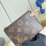 Louis Vuitton All In BB M29112 Low Key Grained Calfskin Leather Bucket Bag with LV Padlock and Monogram Pouch