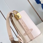 Louis Vuitton All In BB M29112 Low Key Grained Calfskin Leather Bucket Bag with LV Padlock and Monogram Pouch