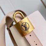 Louis Vuitton All In BB M29112 Low Key Grained Calfskin Leather Bucket Bag with LV Padlock and Monogram Pouch
