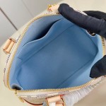 Louis Vuitton Alma BB N40902 Damier Azur Canvas Handbag with Braided Leather Handles and Gold Padlock