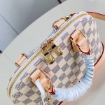 Louis Vuitton Alma BB N40902 Damier Azur Canvas Handbag with Braided Leather Handles and Gold Padlock