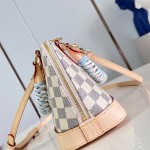 Louis Vuitton Alma BB N40902 Damier Azur Canvas Handbag with Braided Leather Handles and Gold Padlock