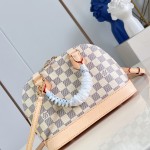 Louis Vuitton Alma BB N40902 Damier Azur Canvas Handbag with Braided Leather Handles and Gold Padlock