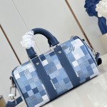 Louis Vuitton Keepall Bandoulière 25 M28600 Damoflage Coated Canvas Travel Bag with Leather Handles