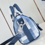 Louis Vuitton Keepall Bandoulière 25 M28600 Damoflage Coated Canvas Travel Bag with Leather Handles