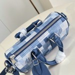 Louis Vuitton Keepall Bandoulière 25 M28600 Damoflage Coated Canvas Travel Bag with Leather Handles
