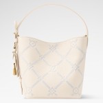  Louis Vuitton All In BB Monogram Empreinte Couture White Embroidered Leather Handbag M28910 Front View