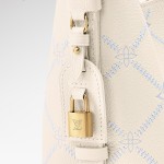  Louis Vuitton All In BB Monogram Empreinte Couture White Embroidered Leather Handbag M28910 Front View