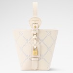  Louis Vuitton All In BB Monogram Empreinte Couture White Embroidered Leather Handbag M28910 Front View