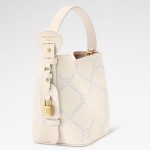  Louis Vuitton All In BB Monogram Empreinte Couture White Embroidered Leather Handbag M28910 Front View