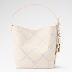  Louis Vuitton All In BB Monogram Empreinte Couture White Embroidered Leather Handbag M28910 Front View